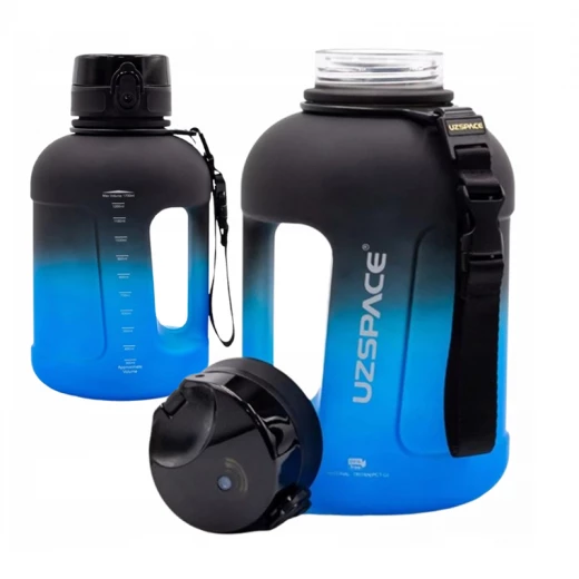 UZSPACE Sports Plastic Water Bottle 1700 ml Black and Blue , One Piece - Uzspace - Image 2
