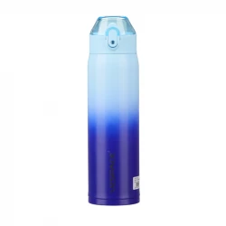 UZSPACE Stainless Steel Wate Bottle 500 ml with Leak-Proof Plastic Lid Light Blue and Dark Blue