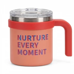 UZSPACE Stainless Steel Thermal Tumbler with Clear Plastic Lid and High-Quality Straw with a 500ml Capacity in Pink color and a Pink handle for holding