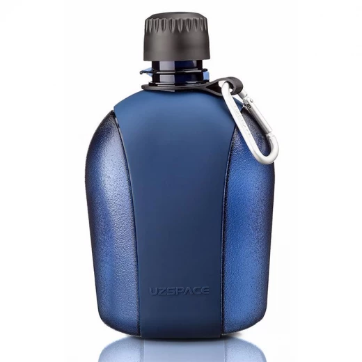 UZSPACE Plastic Water Bottle with Protective Rubber Coating  with 1000 ml Capacity, in Blue color - Uzspace - Image 2