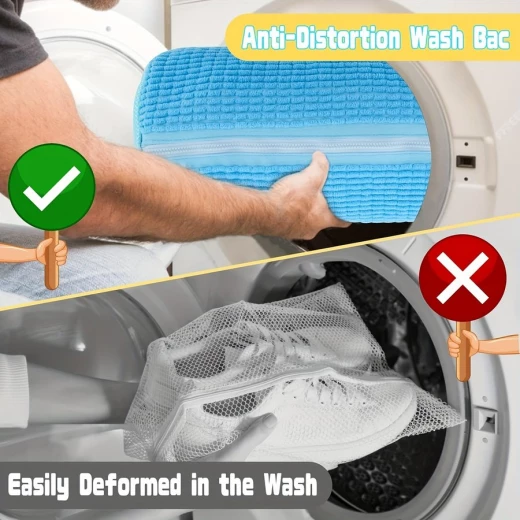 Reusable Zippered Mesh Laundry Wash Bag for Shoes Sneakers and Delicates Machine and Dryer Safe - Image 5