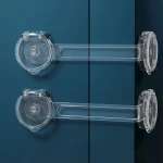 Child Safety Locks No Drill Adjustable Cabinet Drawer Latch Set of 2