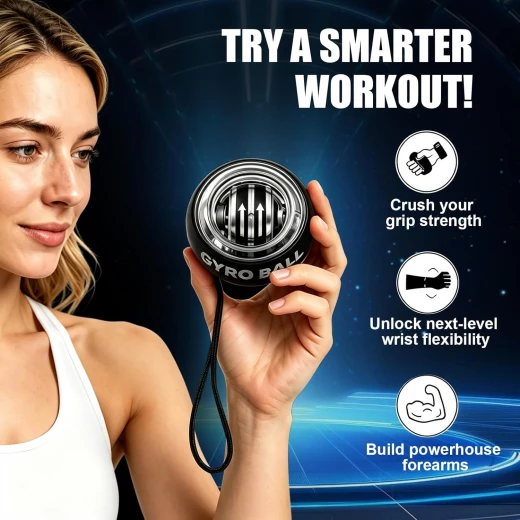 Gyro Ball Hand Wrist Exerciser Auto Start Colorful Lighting Forearm Trainer Torque Ball Black - Image 6