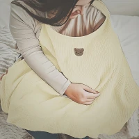 غطاء إرضاع قطني قابل للتهوية شال إرضاع متعدد الاستخدامات للخصوصية لون كاكي