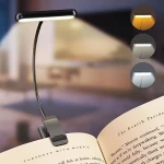 Rechargeable LED Clip-On Book Light with Adjustable Gooseneck, 3 Color Modes & 10 Brightness Levels for Bed Reading - Eye Care, Small and Portable Study Lamp, Reading light
