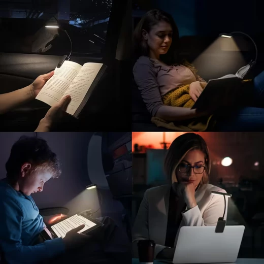Rechargeable LED Clip-On Book Light with Adjustable Gooseneck, 3 Color Modes & 10 Brightness Levels for Bed Reading - Eye Care, Small and Portable Study Lamp, Reading light - Image 4