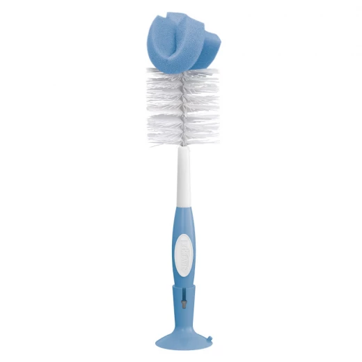 Dr. Brown’s Baby Bottle Brush with Suction Cup Stand and Nipple Cleaner, Blue, BPA Free - Dr. Brown's - Image 2