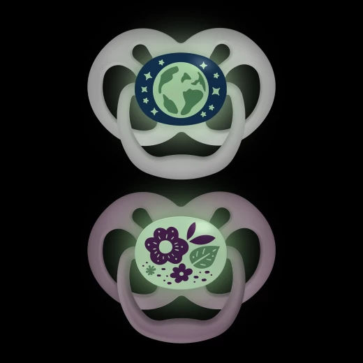 Dr. Brown’s Advantage Glow-in-the-Dark Pacifier, 100% Silicone Baby Paci Symmetrical Soother, 6-18m, BPA free - Dr. Brown's - Image 3