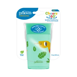 Dr. Brown’s Milestones™ Cheers360™ Spoutless Transition Cup, No Handles, Green , 10 oz/300 m , 9m+L