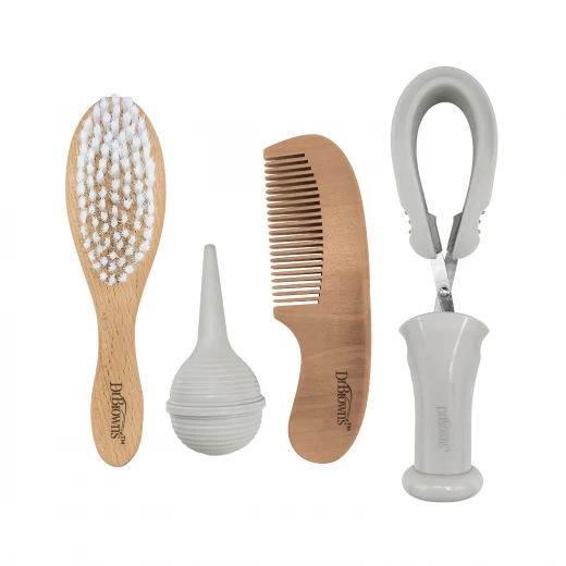 Dr. Brown’s Baby Care Essentials 4-Piece Kit, Nail Scissors with Case, Nasal Aspirator, Hair Brush and Comb, BPA Free - Dr. Brown's - Image 6