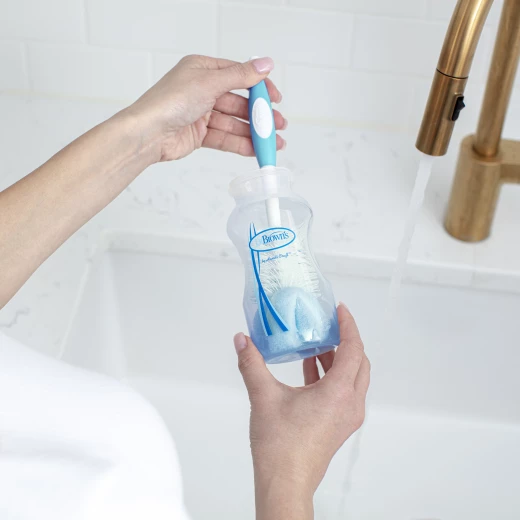 Dr. Brown’s Baby Bottle Brush with Suction Cup Stand and Nipple Cleaner, Blue, BPA Free - Dr. Brown's - Image 3