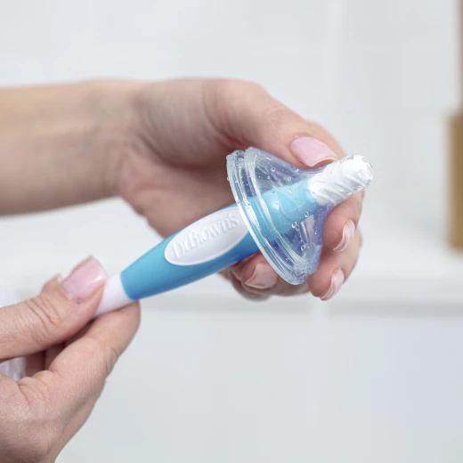 Dr. Brown’s Baby Bottle Brush with Suction Cup Stand and Nipple Cleaner, Blue, BPA Free - Dr. Brown's - Image 4