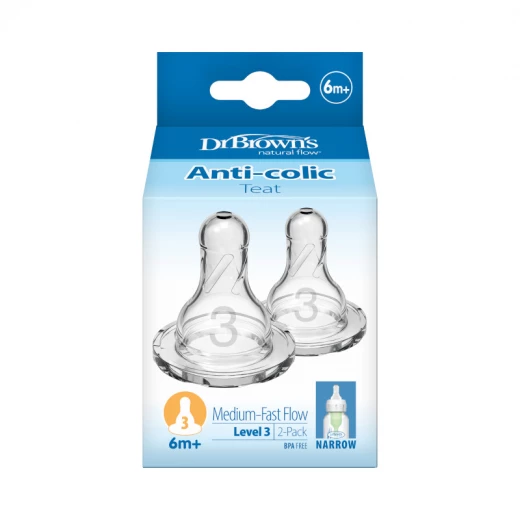 Dr.Brown's Narrow -Neck Silicone Nipple Level 3 ( 6-9 months ) , 2-Pack Dr.Brown's Narrow -Neck Silicone Nipple Level 3 ( 6-9 months ) , 2-Pack