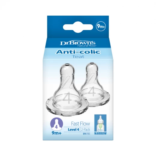 Dr.Brown's Narrow -Neck Silicone Nipple Level 4 ( 9+ months ) , 2-Pack Dr.Brown's Narrow -Neck Silicone Nipple Level 4 ( 9+ months ) , 2-Pack