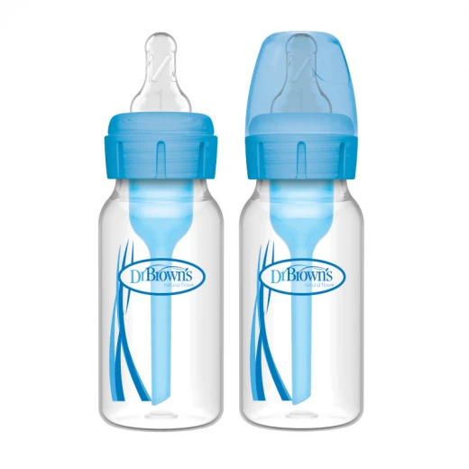Dr. Brown's Plastic Narrow-Neck Options+ Bottle, 4 oz/120 ml, Blue , 2-pack - Dr. Brown's - Image 2