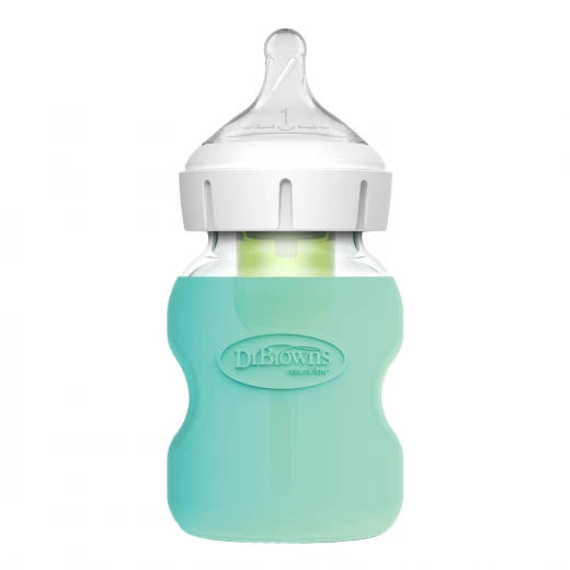 Dr.Browns Wide -Neck Glass Bottle Silicone Sleeve , 5 oz / 150ml , Mint ,  1-pack - Dr. Brown's - Image 3