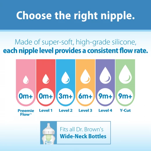 Dr.Brown's Wide-Neck Silicone Nipple Level 4 ( 9 months + ) , 2-Pack  - Dr. Brown's - Image 3