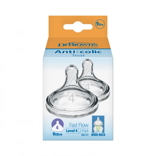Dr.Brown's Wide-Neck Silicone Nipple Level 4 ( 9 months + ) , 2-Pack Dr.Brown's Wide-Neck Silicone Nipple Level 4 ( 9 months + ) , 2-Pack