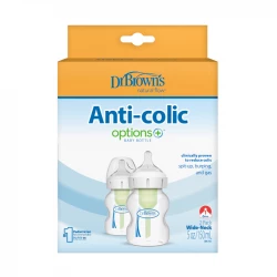 Dr. Brown’s Plastic Wide-Neck  Options+ Bottle, 5 oz /150 ml , 2-pack