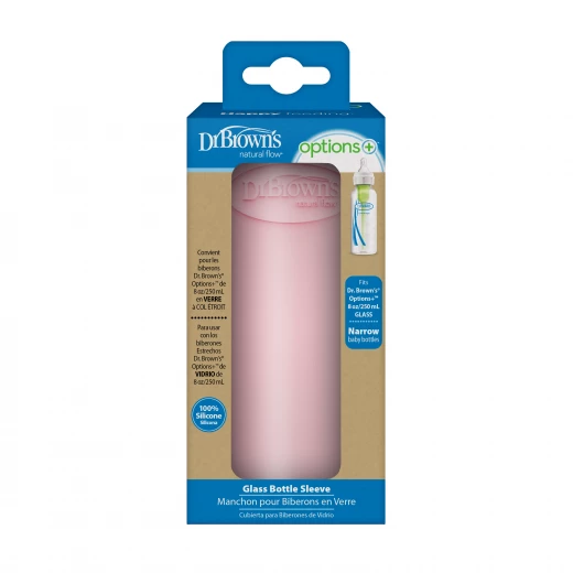 Dr.Brown's Narrow-Neck Glass Bottle Silicone Sleeve , 8 oz / 250ml , Pink , 1-pack Dr.Brown's Narrow-Neck Glass Bottle Silicone Sleeve , 8 oz / 250ml , Pink , 1-pack