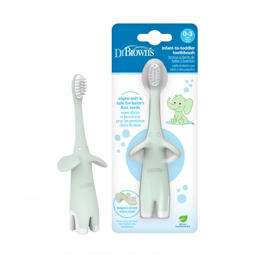 Dr. Brown’s Infant-to-Toddler Toothbrush, Soft and Safe Baby Training Brush, Elephant, Mint, 0-3 years Dr. Brown’s Infant-to-Toddler Toothbrush, Soft and Safe Baby Training Brush, Elephant, Mint, 0-3 years