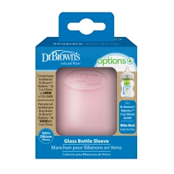 Dr.Brown's Wide -Neck Glass Bottle Silicone Sleeve , 5 oz / 150ml , Pink ,  1-pack