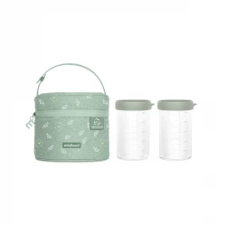 Miniland Set of 2 graduated glass containers 250ml with airtight seals, and an insulated Thermal bag