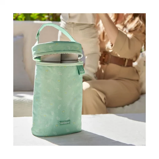 Miniland Double Eco Thermal Bag 500ml, Insulated Double Compartment Bag, For Bottles and thermoses , Eco-Friendly Durable Design, Lightweight and Portable for School, Travel and Daily Use - Miniland - Image 2