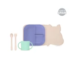 Miniland Baby Tableware set of 5 ( Plate , Spoon , Fork , Cup, Non Slip PlaceMat ) - Sunset - Miniland