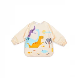 Miniland Long-Sleeve Bib with light, waterproof and resistant material , JURASSIC