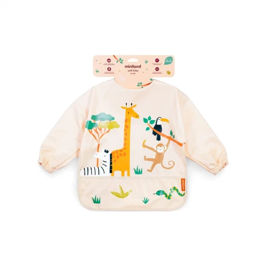 Miniland Long-Sleeve Bib with light, waterproof and resistant material , JUNGLE - Miniland - Image 5
