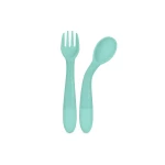 Miniland Flexible Spoon And Fork Set , flexible and soft materials , Perfect for sensitive gum - OCEAN - Miniland