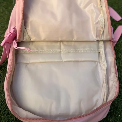 Students Kid Children School Backbag With Pins And Bear Badge, Pink Color - Image 8
