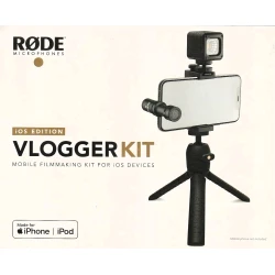 RODE Vlogger Kit iOS Edition Filmmaking Kit for iPhone & iPod with Lightning Ports, Include Microphone, Micro LED, Tripod, Mobile Grip, color filters, USB-C Cable, WS9 Windshield