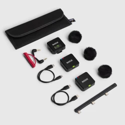 RODE Wireless GO II Gen 3 Microphone, dual channel 2.4GHz digital wireless system, professional quality audio recording, long range stable connection, ideal for podcasting, filmmaking, streaming and content creation use