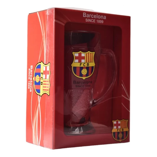 كوب زجاجي رسمي لنادي برشلونة FC Barcelona بسعة تقريبية 500 مل، تصميم أنيق وعصري لعشاق النادي، مثالي للاستخدام اليومي أو كهدية مميزة للمشجعين الصغار والكبار على حد سواء.ns young and old alike - كرييتيفز - Image 2