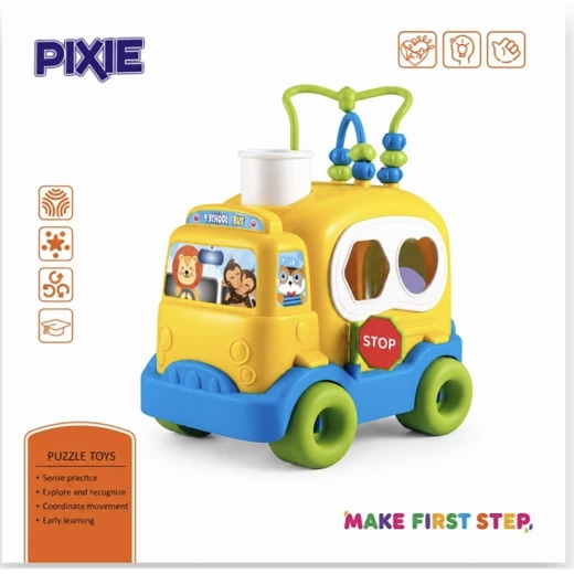 حافلة مدرسية تعليمية للأطفال (باص الأشكال والموسيقى) من العلامة التجارية Pixie، وهي لعبة أحاجي وتنمية مهارات مخصصة للتعليم المبكر حافلة مدرسية تعليمية للأطفال (باص الأشكال والموسيقى) من العلامة التجارية Pixie، وهي لعبة أحاجي وتنمية مهارات مخصصة للتعليم المبكر