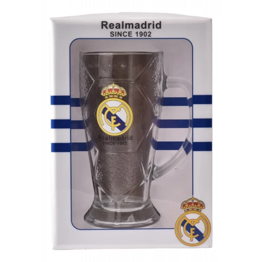 كوب زجاجي رسمي لنادي ريال مدريد Real Madrid FC، تصميم أنيق وعصري لعشاق الفريق، مثالي للاستخدام اليومي أو كهدية مميزة للأطفال والكبار لإظهار حبهم للنادي بطريقة ممتعة وعملية - Image 2