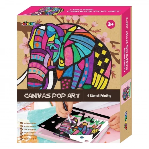 هذه اللعبة هي Avenir Canvas Pop Art - Elephant Kit، وهي مجموعة فنية للأطفال تتيح لهم إنشاء لوحة فنية ملونة على شكل فيل - كرييتيفز - Image 3