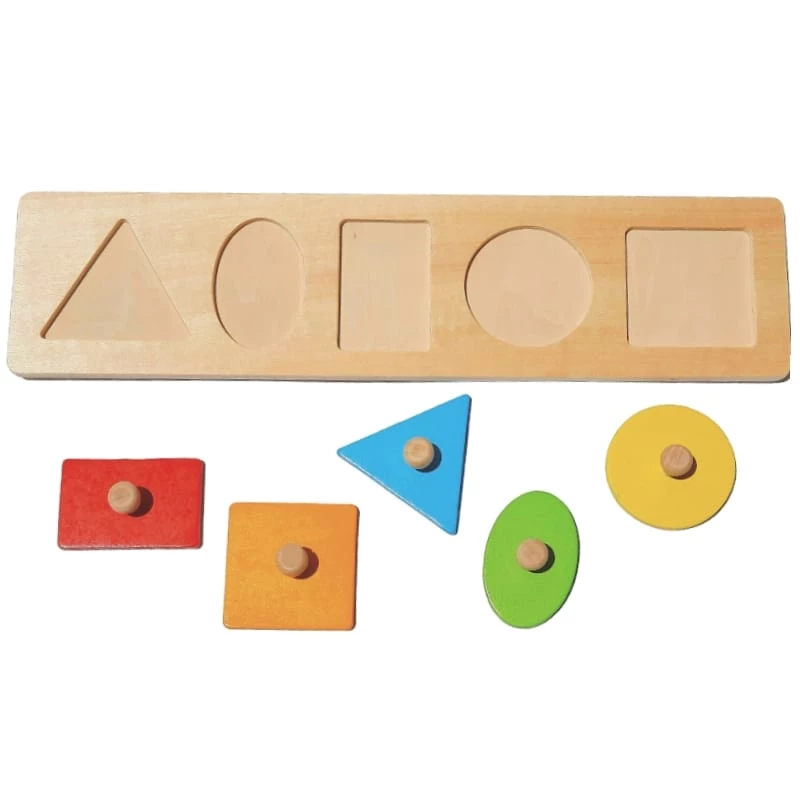 Tooky Toy Wooden Geometric Shapes Inset Puzzle for 1 year old - The Coloured Box