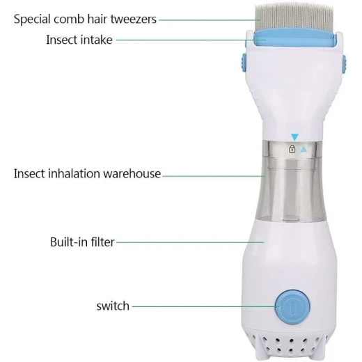 Electric Lice Comb for Hair, Electric Lice and Nit Removal Comb with Fine Metal Teeth and Collection Chamber, Easy Home Use for Hair Care - Alcom - Image 6