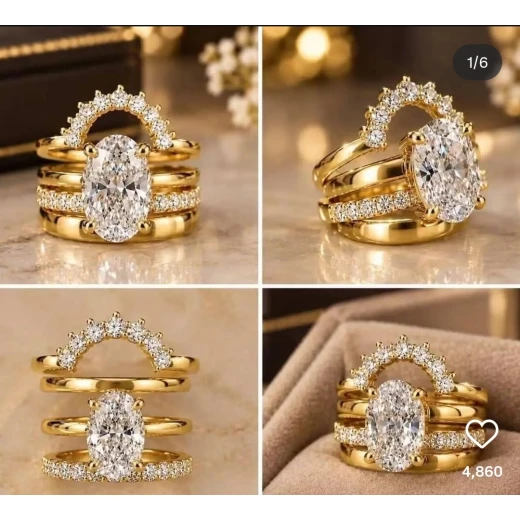 ترند أنتِ نسائي الأربعة – طقم 4 خواتم نسائية ذهبي اللون، تصميم إيطالي أنيق، فري سايز قابل للتكبير والتصغير، مكفول اللون - ميرا للتسوق - Image 4