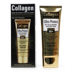 Collagen Sunscreen SPF 90+ With Foundation and Without Foundation High Protection UVA UVB Moisturizing Brightening Waterproof Lightweight Non Greasy Suitable for All Skin Types Daily Use