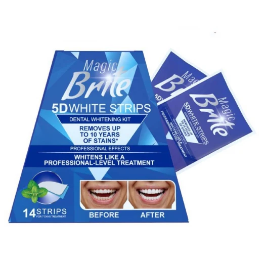 شرائط تبييض الأسنان Magic Bride 5D White Strips، مجموعة تبييض الأسنان المنزلية، 14 شريطًا لإزالة التصبغات وتحسين مظهر بياض الأسنان - ميرا للتسوق - Image 4