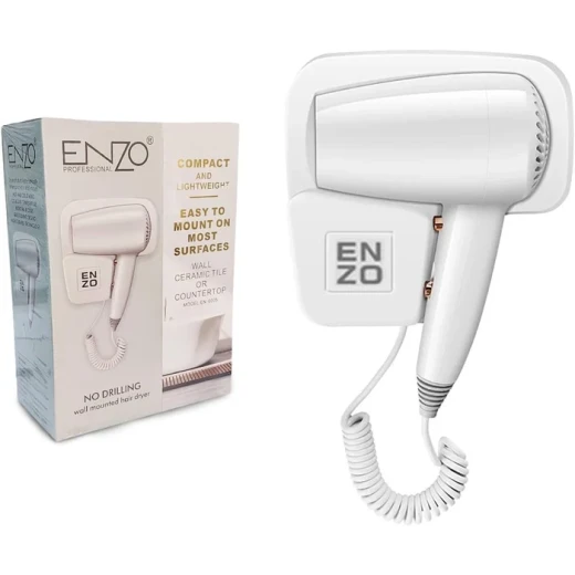 Enzo Professional 1600W Hair Dryer Compact Lightweight Design with Hot & Cold Air Settings and Automatic Shut-Off for Everyday Home Use Enzo Professional 1600W Hair Dryer Compact Lightweight Design with Hot & Cold Air Settings and Automatic Shut-Off for Everyday Home Use