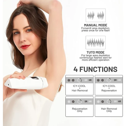 LES COLTON T015C IPL Hair Removal Device with Ice Cooling Technology, UV Disinfection Base, Handheld Design and Control Display for Home Use - Mera shopping - Image 5