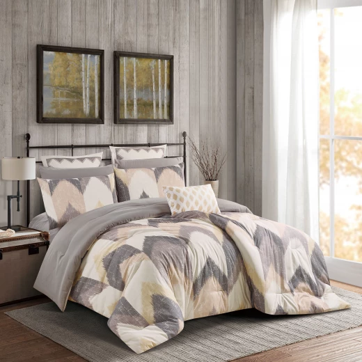Merlin Livings 9-Pieces Printed King Size Bedding Set, Modern Elegant Design and Soft Durable Fabric, Complete Comforter Set Merlin Livings 9-Pieces Printed King Size Bedding Set, Modern Elegant Design and Soft Durable Fabric, Complete Comforter Set