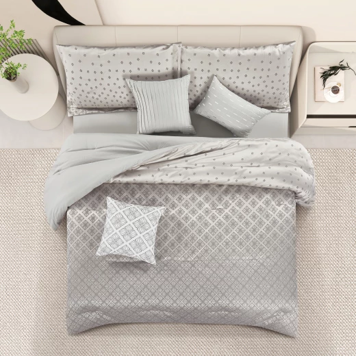 Merlin Livings 7 pieces Luxury Jacquard King Size Bedding set Elegant Geometric Pattern Set for Master Bedroom - Merlin Livings - Image 2