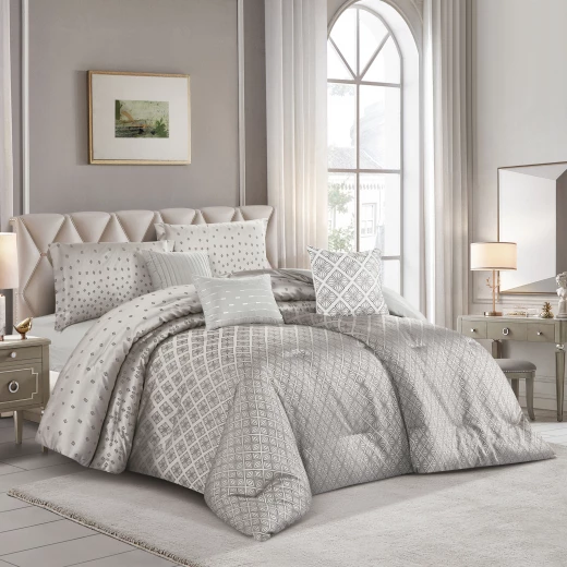 Merlin Livings 7 pieces Luxury Jacquard King Size Bedding set Elegant Geometric Pattern Set for Master Bedroom Merlin Livings 7 pieces Luxury Jacquard King Size Bedding set Elegant Geometric Pattern Set for Master Bedroom