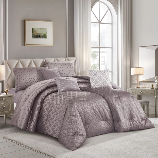Merlin Livings 7 pieces Luxury Jacquard King Size Bedding set Elegant Geometric Pattern Set for Master Bedroom Merlin Livings 7 pieces Luxury Jacquard King Size Bedding set Elegant Geometric Pattern Set for Master Bedroom
